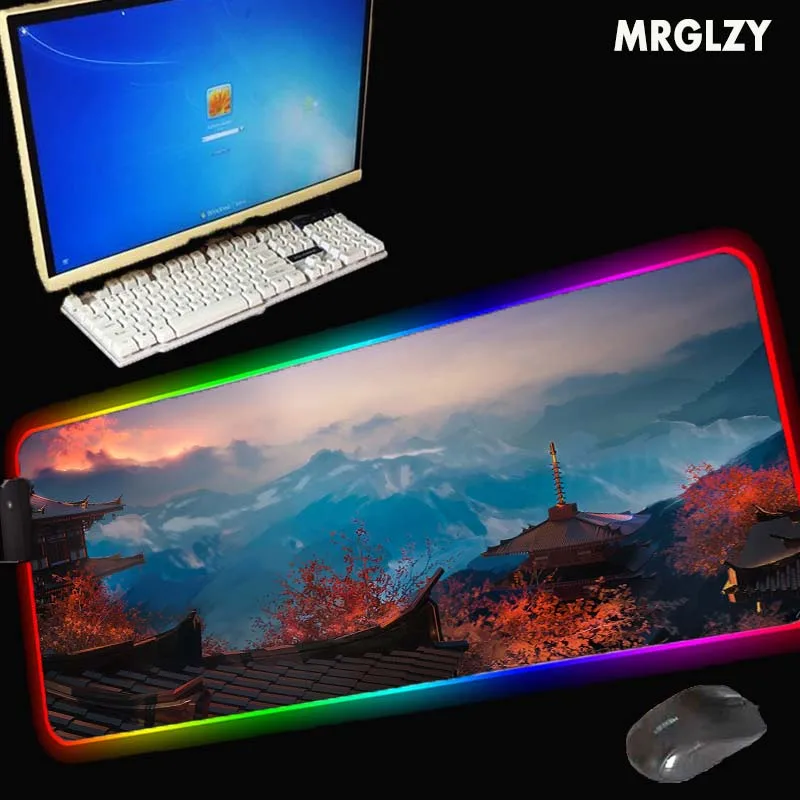 

MRGLZY RGB beauty big mouse pad desk mat LED gaming accessories household carpet non-slip waterproof natural rubber XXL