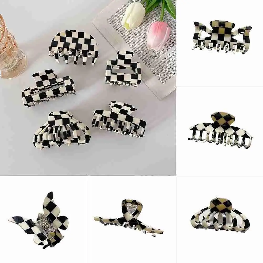 

Модные черные белые акриловые полукруглые заколки-крабы для волос, гладкие бежевые нестандартные фотообои для женвечерние