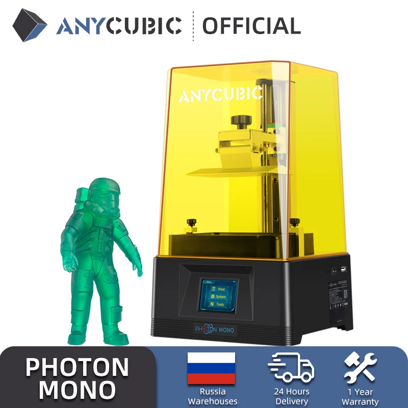 Российский ANYCUBIC Photon моно ЖК 3D принтер 6 дюймов 2K Монохромный экран УФ-полимер принтеры быстрая скорость печати 3 д принтер для дома мини принтер