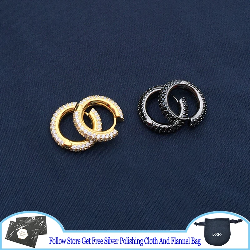 

925 Silver Earrings For Women Noble Fashion Elegant Diamond Ear Hoop Inlaid Zircon Sparkling Casual Simple Luxury Jewelry Girl