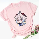 2021 забавная футболка Genshin Impact, детская одежда с мультяшным принтом из аниме, детская одежда, футболка, топ с коротким рукавом в стиле Харадзюку