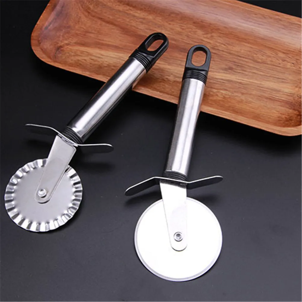 1PCS Stainless Steel Pizza Cutter Double Roller Knife Pastry Pasta Dough Crimper Kitchen Tools 4 Patterns | Дом и сад