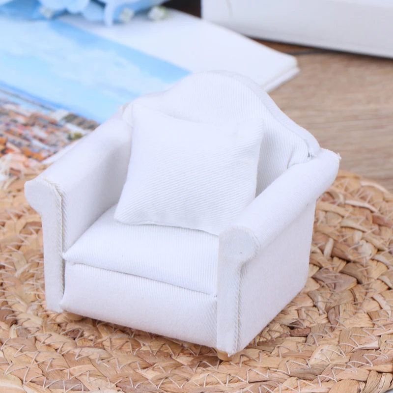 

1/12 Dollhouse White Sofa with Back Cushion Mini Sofa Chair Furniture Model Toys for Doll House Decoration Miniature Accessories