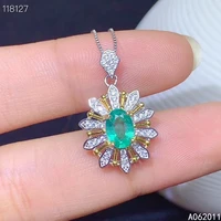 kjjeaxcmy fine jewelry natural emerald 925 sterling silver exquisite girl new pendant necklace chain support test