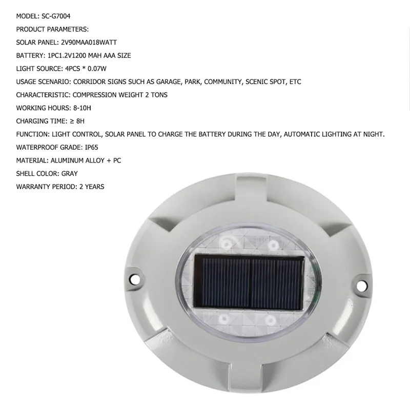 

BROTHER Outdoor Underground lamp Solar High Pressure Waterproof Deck Light Round Street Light 4LED