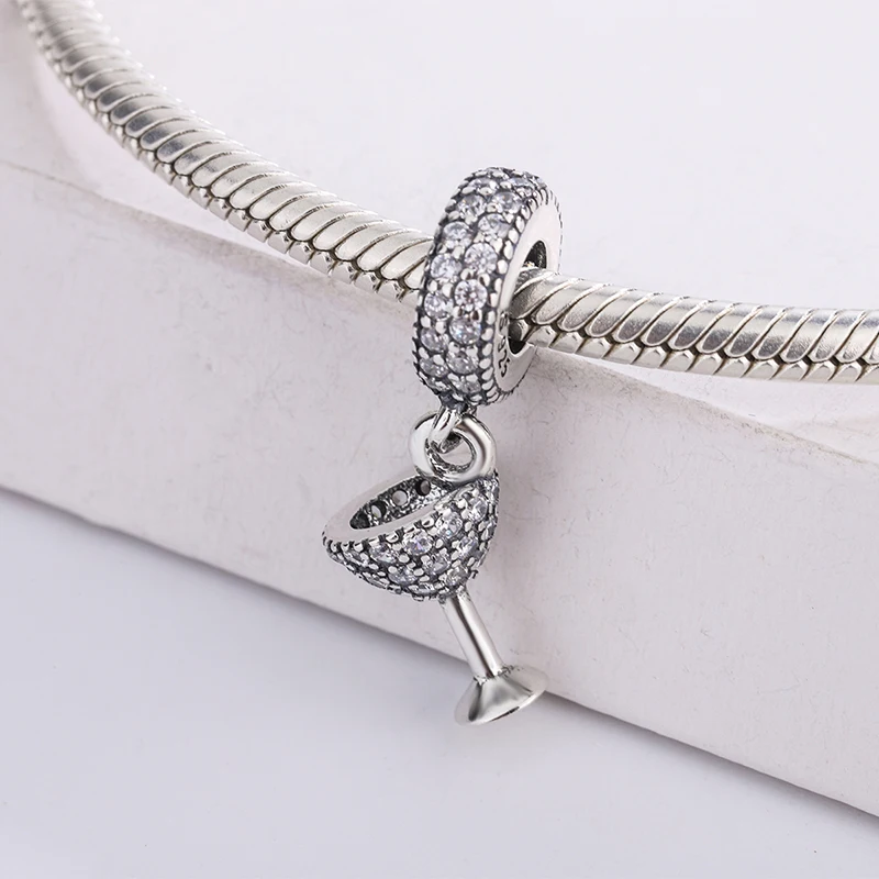 

925 Sterling Silver CZ Inlaid Transparent Zircon Holy Grail Pendant Charm Bracelet DIY Jewelry Making For Original Pandora