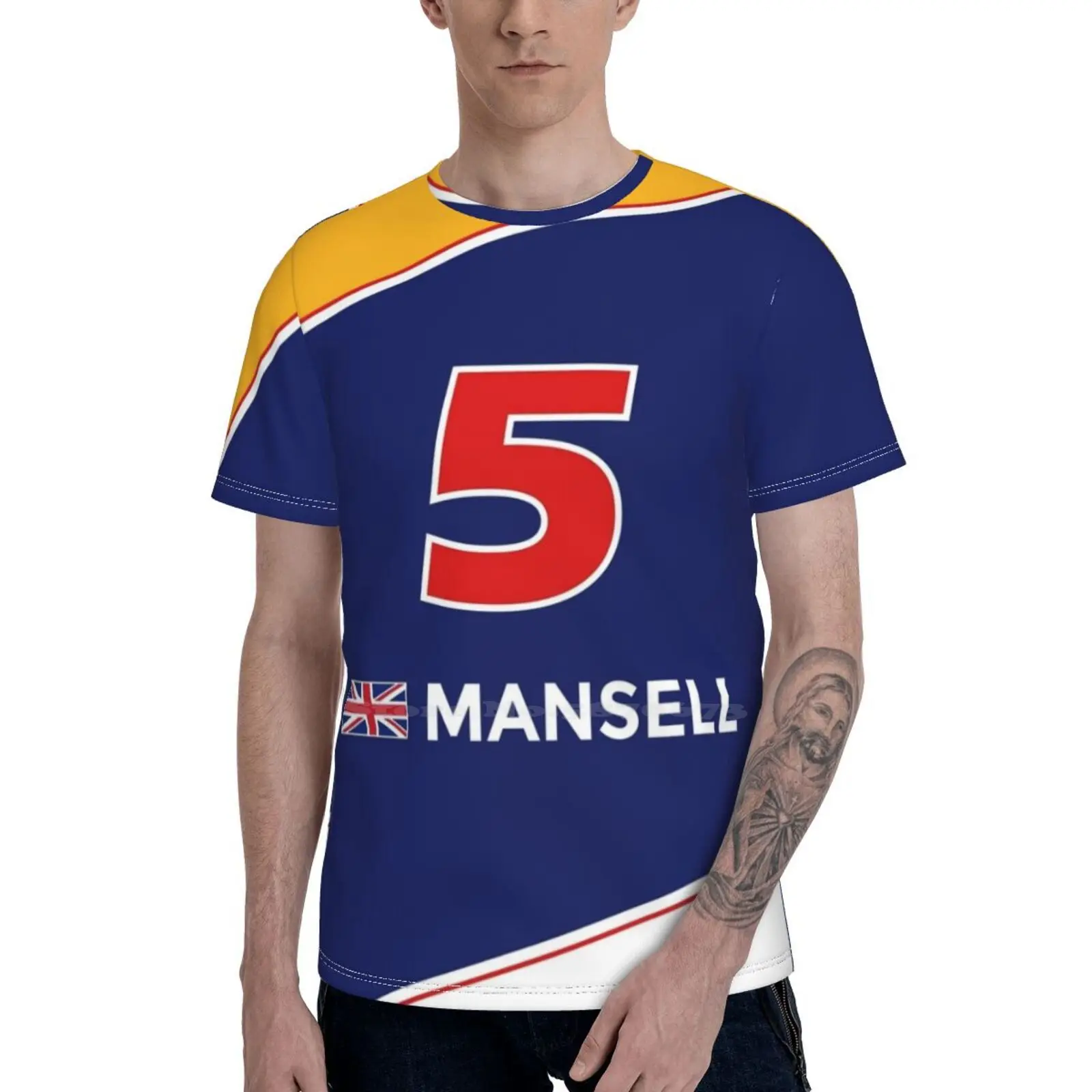 

Legends - Nigel Mansell Casual 3D T-Shirt Sports Fitness Shirt Formula 1 Racing 1992 1992 Motorsport 5 Red 5 Red Five Uk United