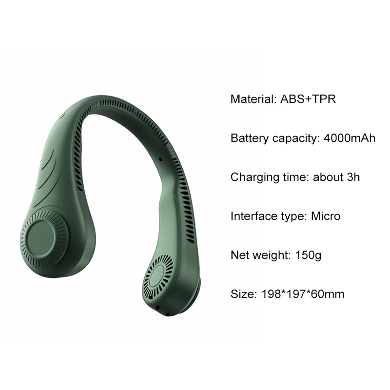 

Lazy Hanging Neck Fan Mute Outdoor Sports USB Small Fan No Leaf Hanging Neck Mini Portable 360 Degree Lazy Neckband