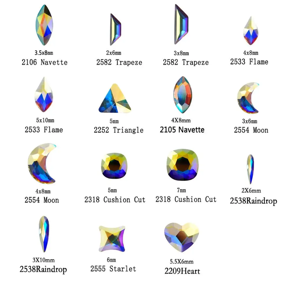 20 шт. разных дизайнов Стразы алмазные плоские стразы кристалл AB блестящие