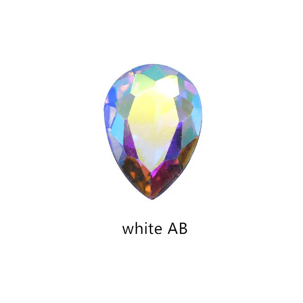 white AB 10 шт./упак. стеклянные кристаллы, стразы 3D капли воды камни для дизайна ногтей украшение стразами полировки обувь очаровательного дизайна аксессуары ювелирные изделия - Цвет: white AB