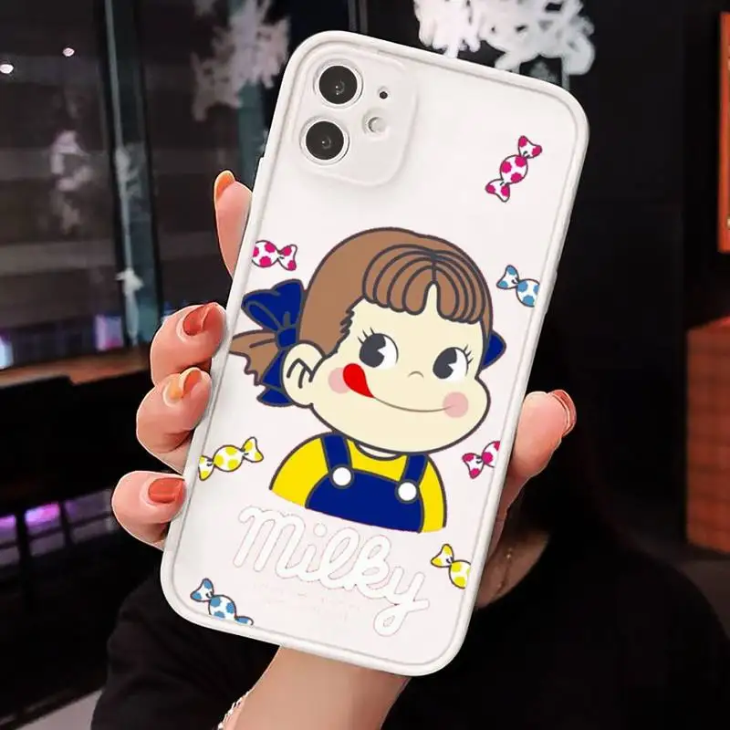 

Sweet Peko Milk Milky Phone Cases Matte Transparent for iPhone 7 8 11 12 s mini pro X XS XR MAX Plus cover funda