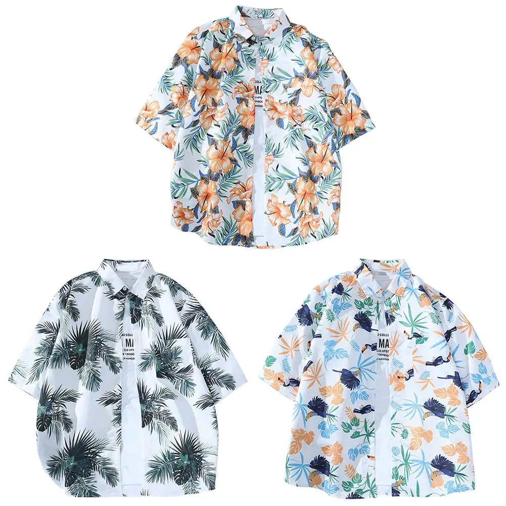 

Shirts Men Summer Vintage Half Sleeve Turn Down Collar Button T-shirt Top with Pocket