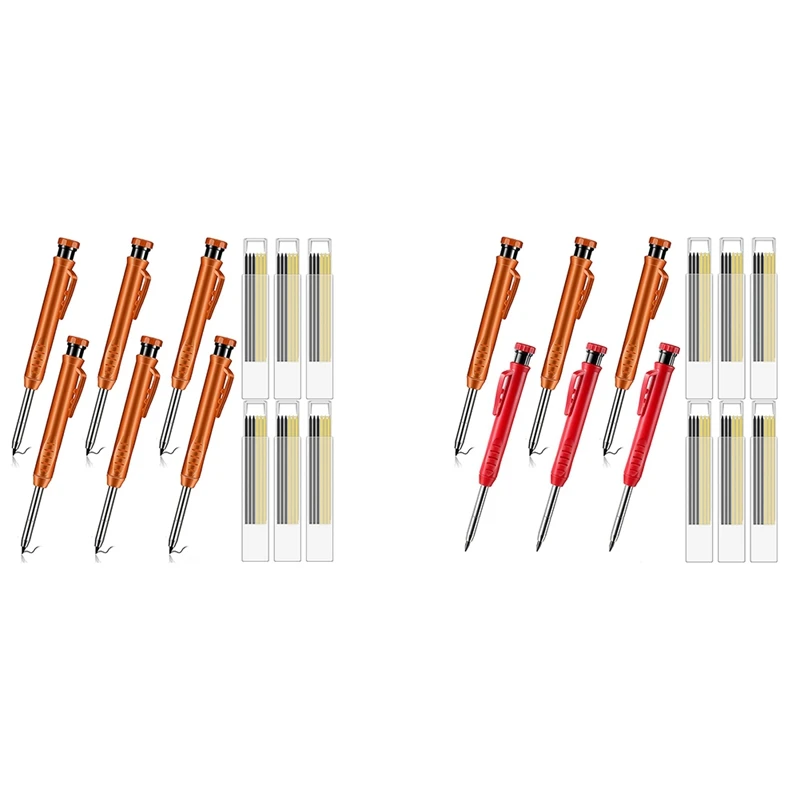 

6 шт. твердая искусственная кожа с 36 заправляемыми стержнями, строительный Столярный карандаш для деревянного пола, маркер для столярного д...