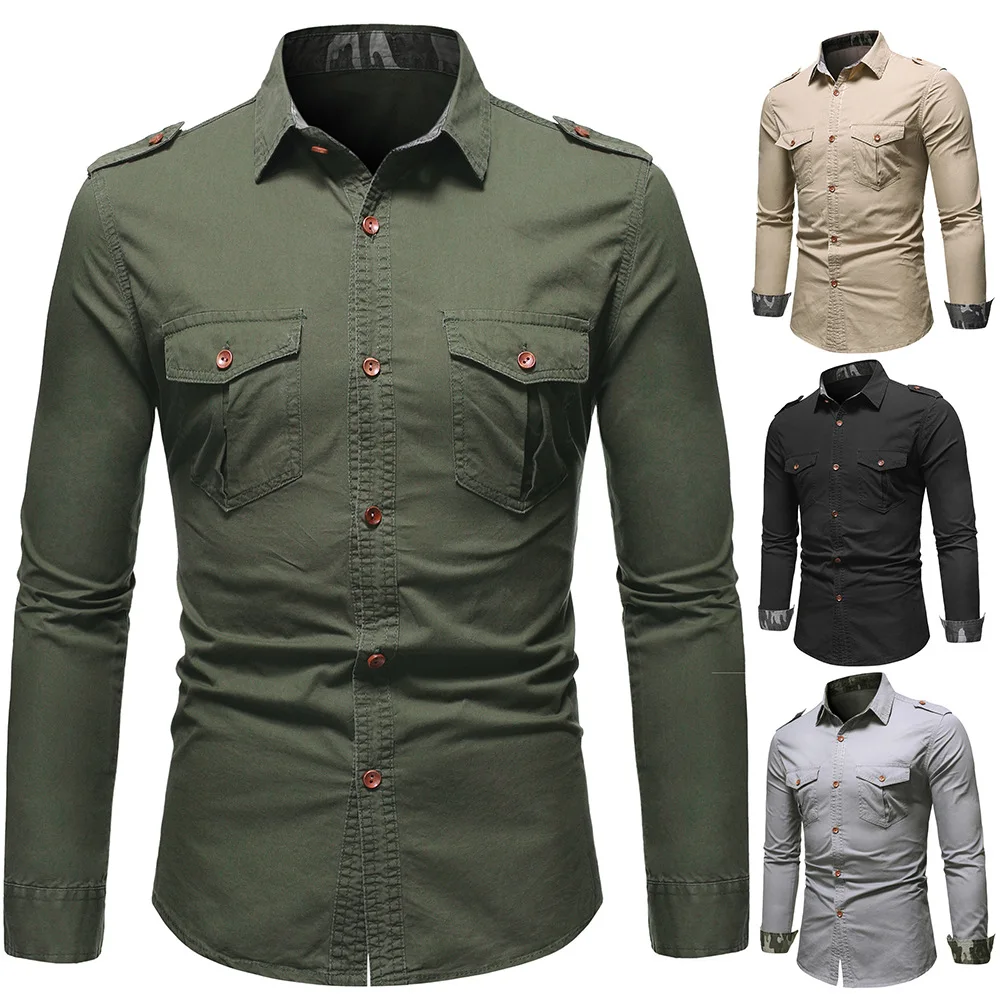 

Men's Denim Shirt Long Sleeve Turn Down Collar Cardigan Shirt with Pocket Casual Single Breasted Tops for Mountaineering Sports