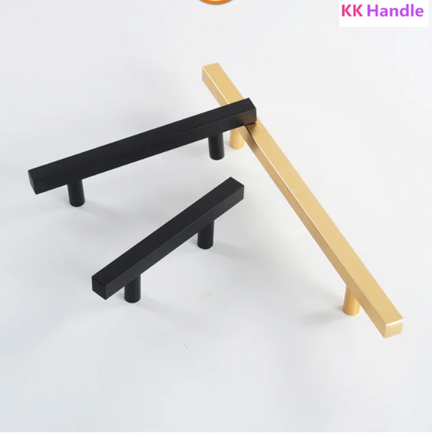 Черная ручка для шкафа квадратная мебельная фурнитура нержавеющая сталь