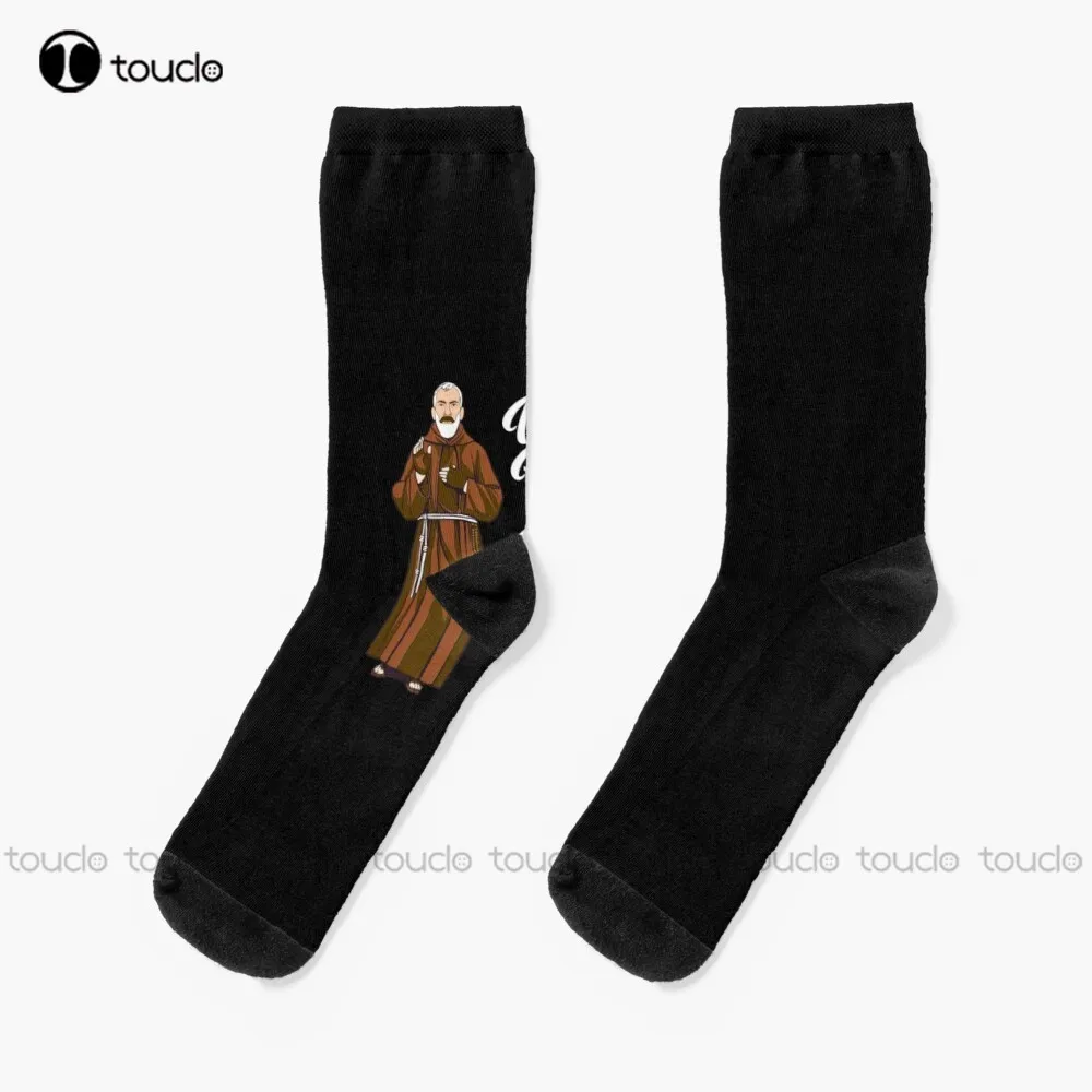

St-Padre-Pio-Quotes-Pray-Hope-And-Dont-Worry-Catholic-Saint-Long-Sleeve Socks Unisex Adult Teen Youth Socks Personalized Custom