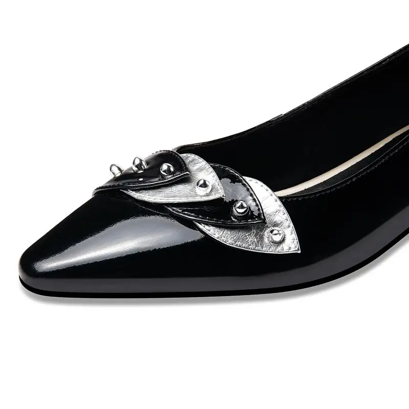 

ALLBITEFO size 34-42 Rivet Design natural genuine leather women heels shoes spring fashion women's high heels high heel shoes