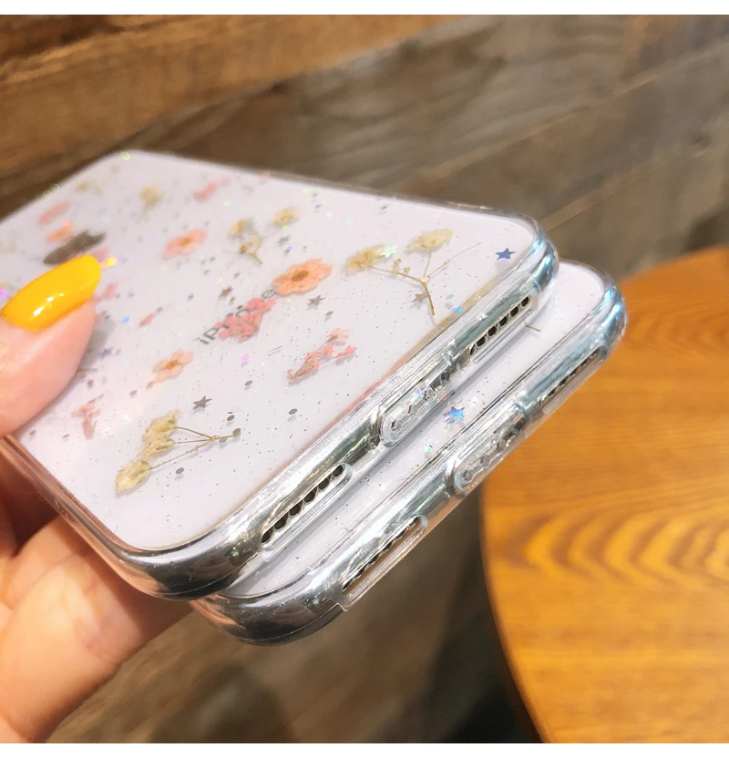 Для Iphone 11 Pro X 7 настоящий цветок Прозрачный чехол для телефона с цветочным рисунком для Iphone 11 Pro X Max XR XS 6 6s 7 8 Plus Мягкий силиконовый чехол