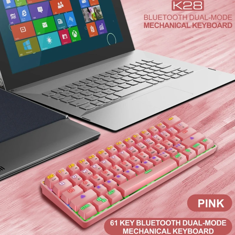 

Wireless/Wired Mini Mechanical Keyboard, Bluetooth Small Portable Gaming Office Keyboard w/ Rechargeable Battery