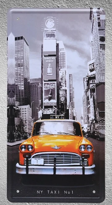 

1 pc New York city Taxi USA America yellow plaques shop store Tin Plates Signs wall Decoration Metal Art Vintage Poster