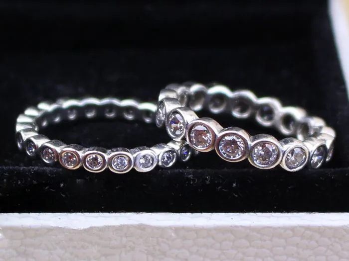 Серебряные два вида маленькие и большие круглые кольца вечности для женщин