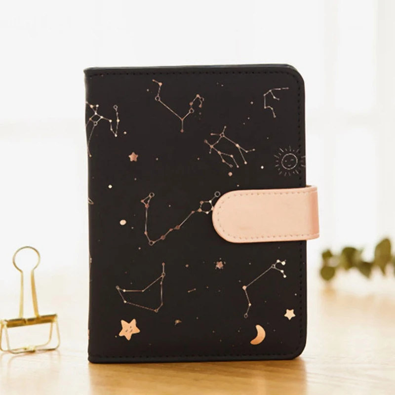 

Creative Star Constellation PU Leather Notebook Button Snap Notebook Stationery Gift For Student 2 Colors