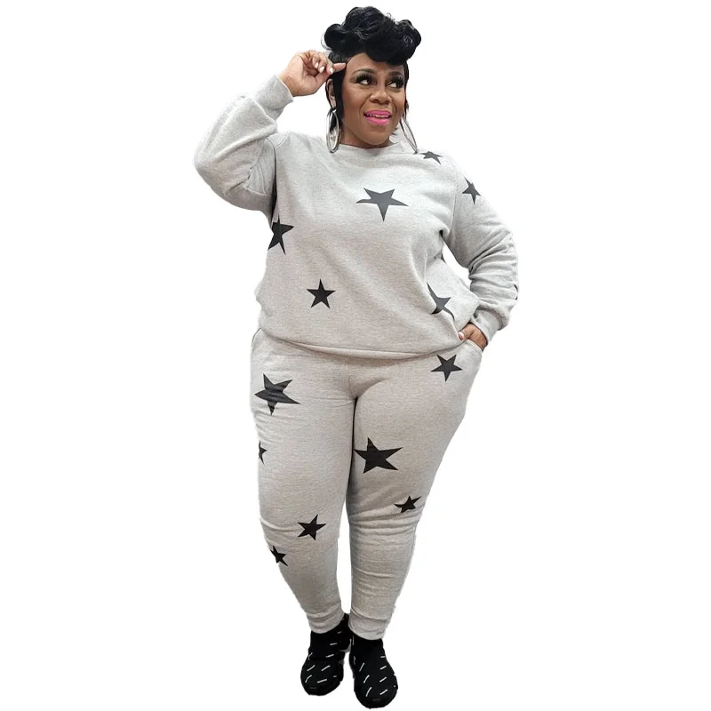 

Autumn Two Piece Set Plus Size Clothes For Women Full Sleeve Pullover Top Long Pants Matching Sets Print Casual Loose Tracksuit