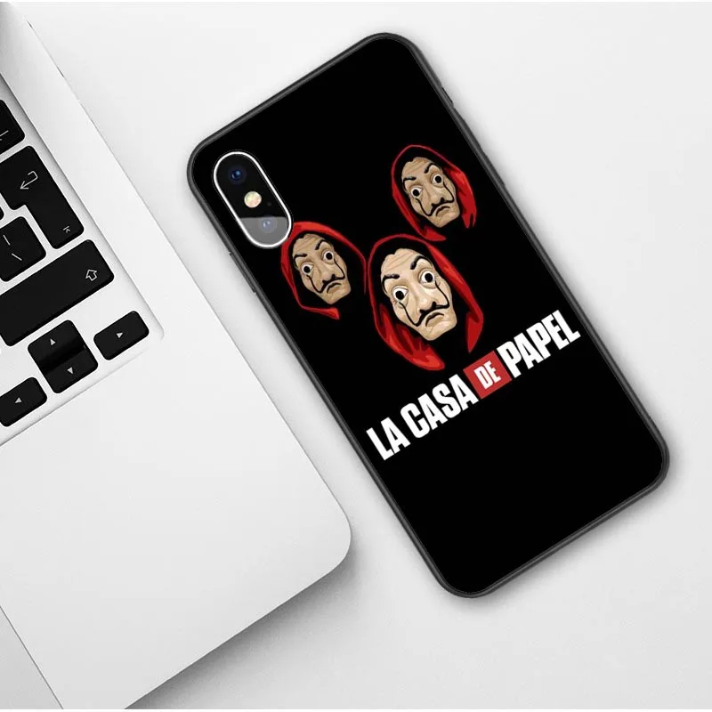 Чехлы La casa de papel для телефонов iPhone X 6 6S 7 8 Plus XR Xs Max 5 SE мягкий силиконовый черный
