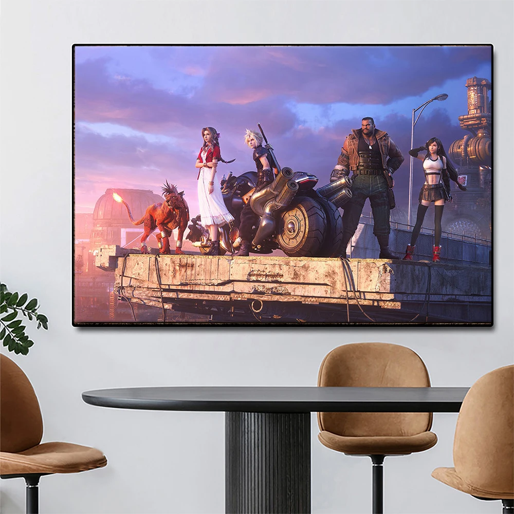 

Final Fantasy 7 Game Poster Tifa Cloud and Aeris Canvas Painting Home Decoration Cartoon Movie Poster Wall Art Pictures