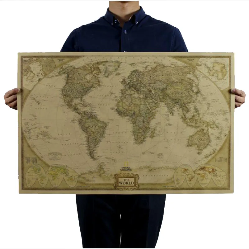Ретро Карта мира из крафт бумаги старые настенные наклейки постер жизнь