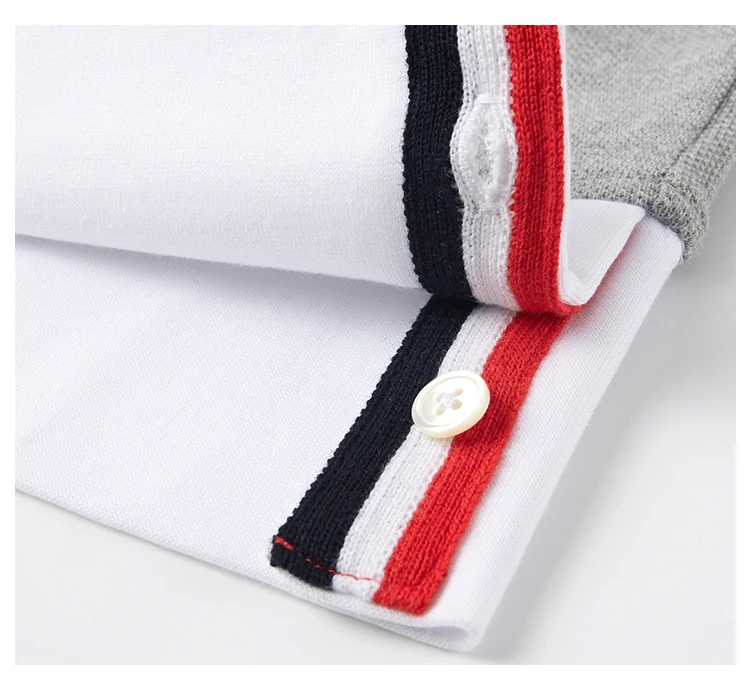 

2021 TB THOM Fashion Brand Polo men Turn-down Collar Patchwork Short-sleeved shirt Women Cotton Couple Summer Clothing