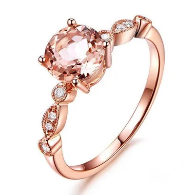 E JYA Retro Women Rings Baroque Style Luxury Rose Golden Flower Shape Wedding Ring Statement Jewellery Vintage Diamante Accessory - Цвет основного камня: E