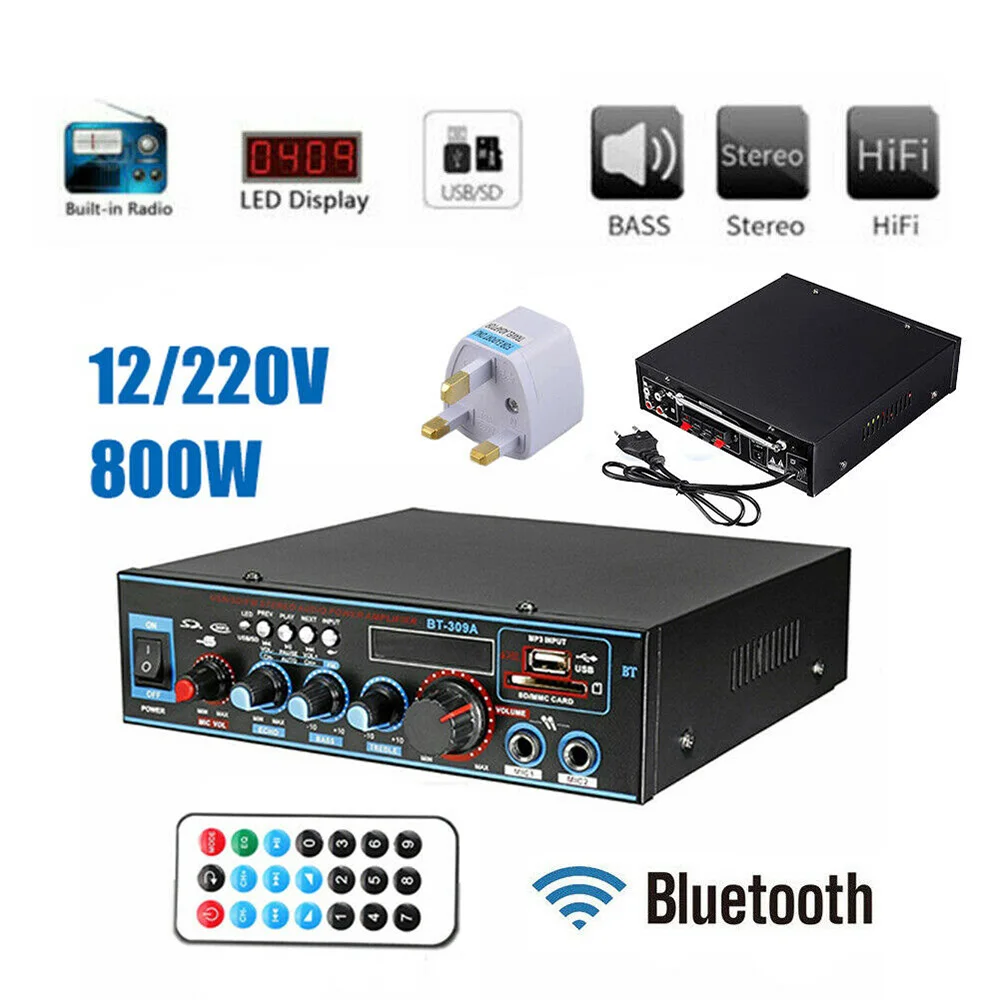800 Вт двухканальный стерео аудио усилитель мощности для автомобиля дома HiFi
