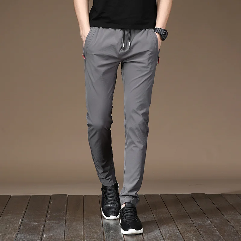 Мужские летние спортивные брюки свободные тонкие с эластичным поясом
