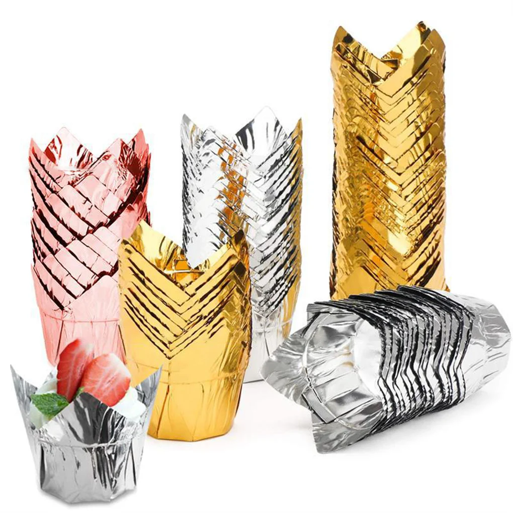 

50 Pieces Cake Muffin Cups Holder Heavy Duty Heat Resistant Cupcake Liners Wrappers DIY Cooking Maker Kitchen Tool