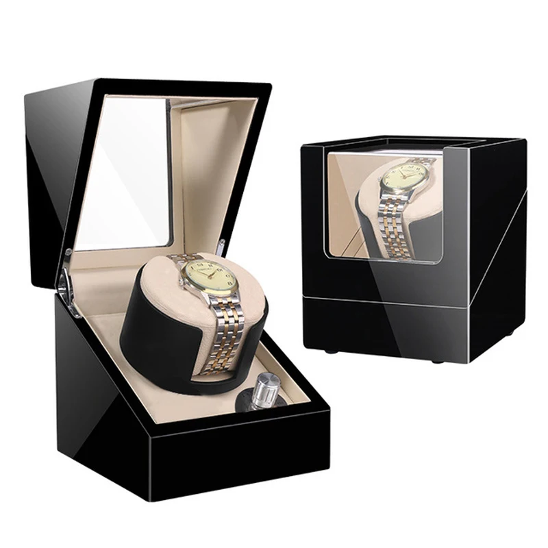 

Black Baking 1 Slot Single Watch Winder Inside Buff Watch Box Display Case 5 Modes Mechanical Winding Box Motor Shaker