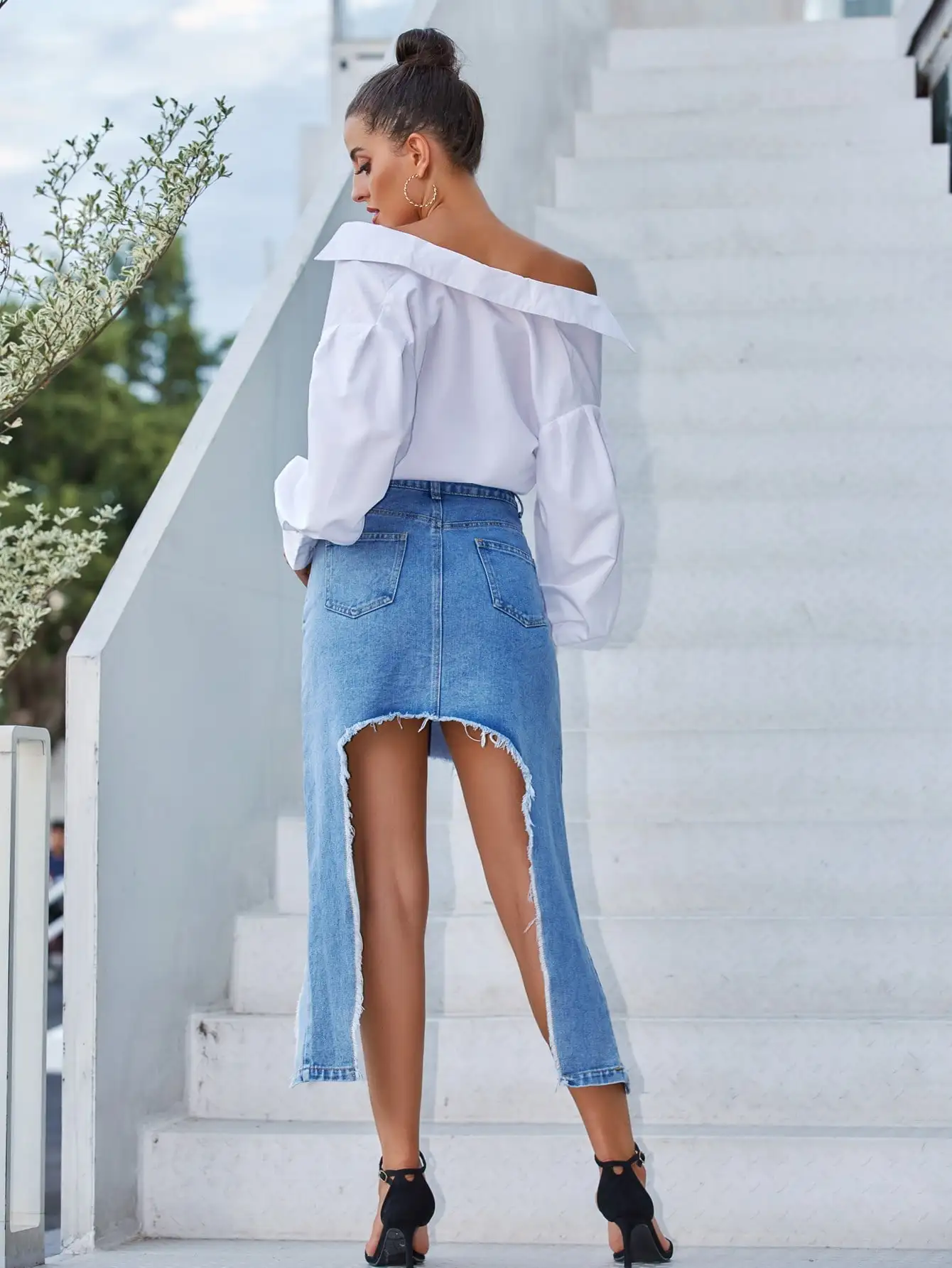 

Summer Low Waist Irregular Pocke Denim Skirt Women Sexy High Streets Jeans Skirts Style Casual Praty Package Hip Dress Skirts