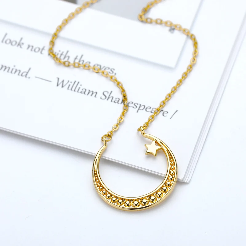 Нежный луна и звезды ожерелья для женщин девушек из нержавеющей стали ожерелье с