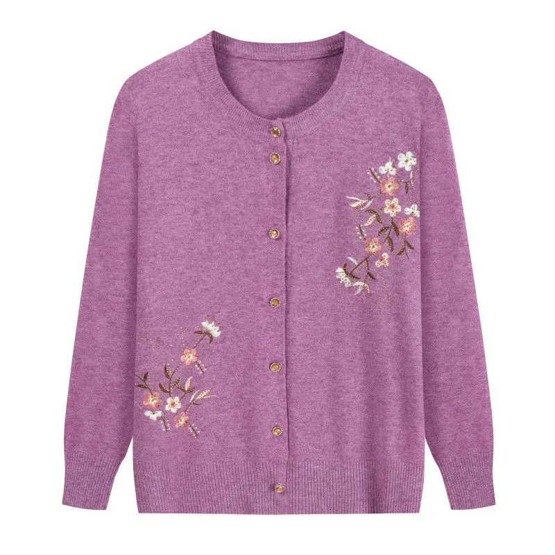 Chaqueta de punto fino para mujer, suéter de manga larga bordado, talla grande, Top corto que combina con todo, primavera y otoño