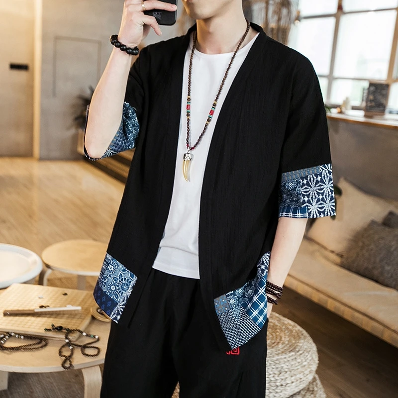 

Kimono Cardigan Men Haori Kimonos Karate Samurai Costume Kimono Japones Traditional Japanese Mens Clothing Male Yukata