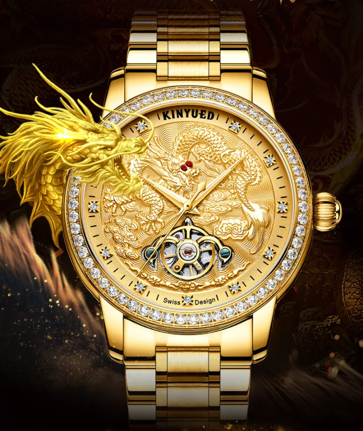 Часы Мужские автоматические механические с рельефным драконом 2020|Мужские часы| |