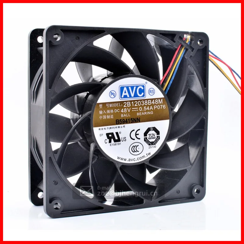 

New AVC 12038 48VDC 0.54A 2B12038B48M 12CM 120*120*38mm Ball Bearing Industrial Computer Axial Cooling Fan