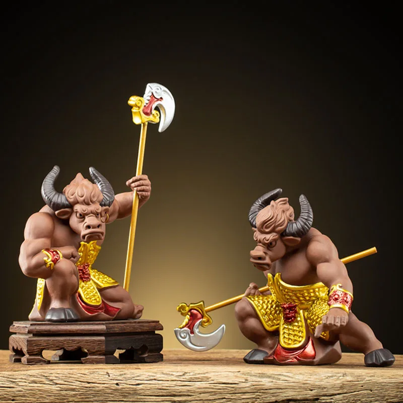 

Chinese Bull Demon god statueTraditional handmade ceramic modern art sculptureHome decoration accessories, tea set ornaments