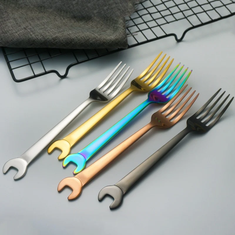 Вилка из нержавеющей стали с отжимом покрытием ложка посуда ужин фруктовый