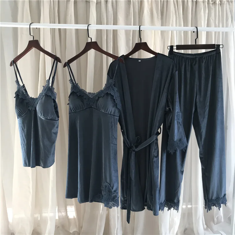 Летняя женская новая Корейская Золотая Бархатная Пижама осенне-зимняя одежда