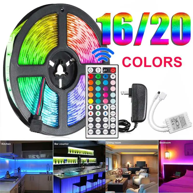 Профессиональная 5 м 300 светодиодов Водонепроницаемая RGB Светодиодная лента 2835 DC12V 60 светодиодов/м гибкая лента освещения 16/20 цветная лента