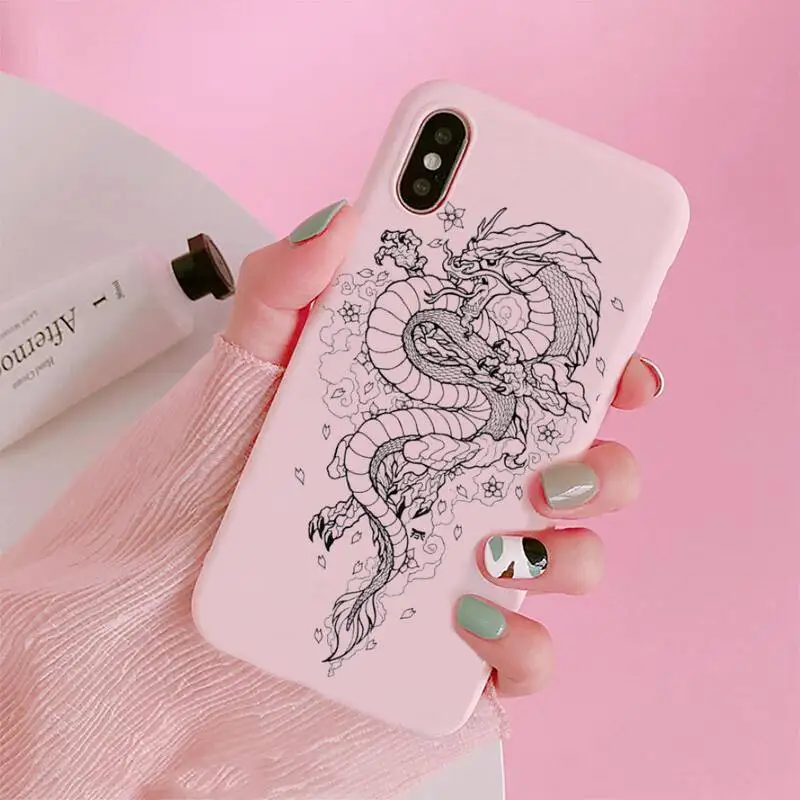 

dragon chinese cool Phone Case Candy Color Pink for iPhone 11 pro XS MAX 8 7 6 6S Plus X 5S SE 2020 XR