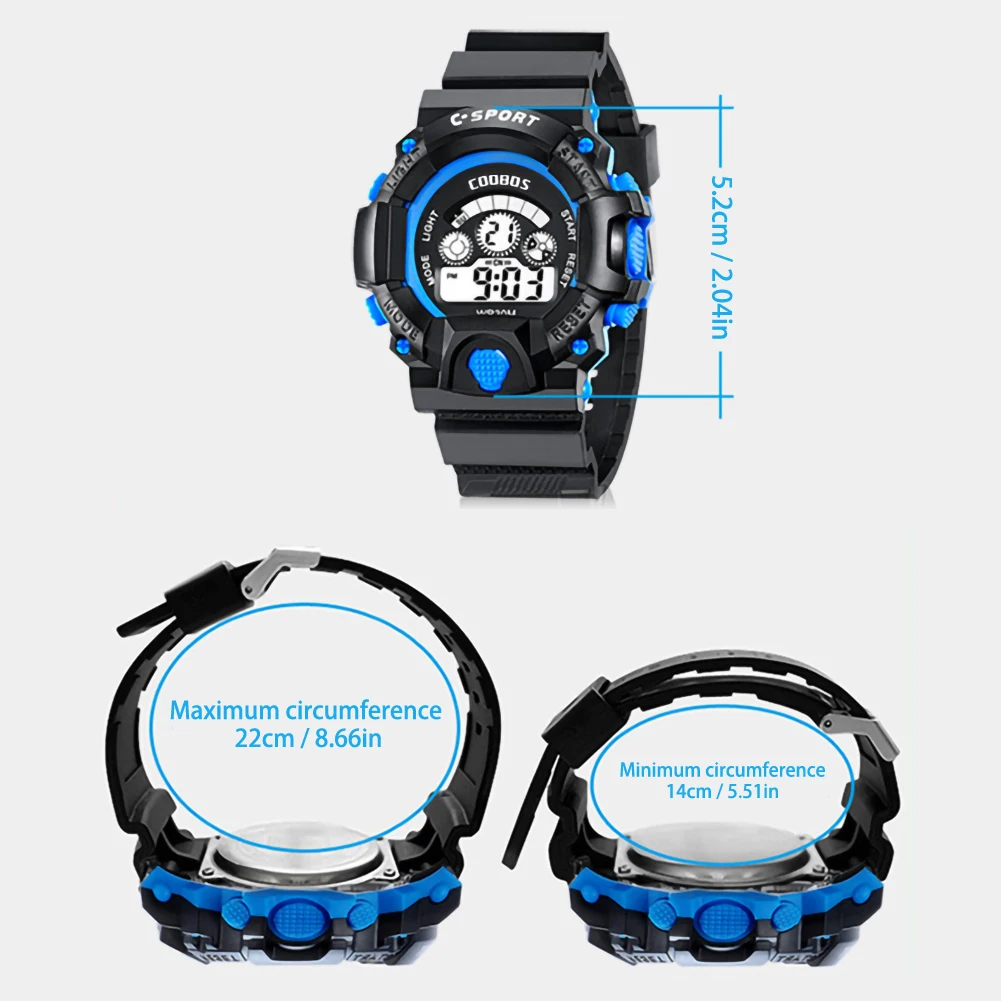 

Waterproof Children Boy Multifunction Boys Girls Digital LED Sports Waterproof Wrist Watch Kids Alarm Date Electronic Watch Gift