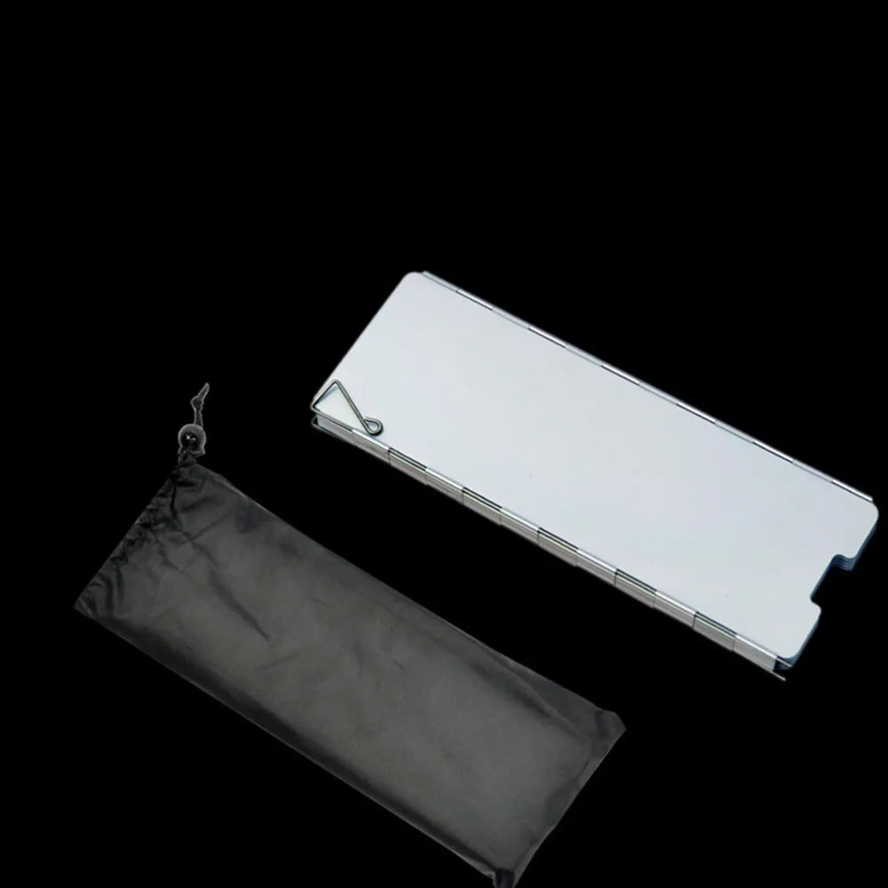 

10pcs Camping Wind Shield Foldable Lightweight Aluminium Alloy Wind Shield With Cloth Bag for Barbecue Outdoor Camping Picnic