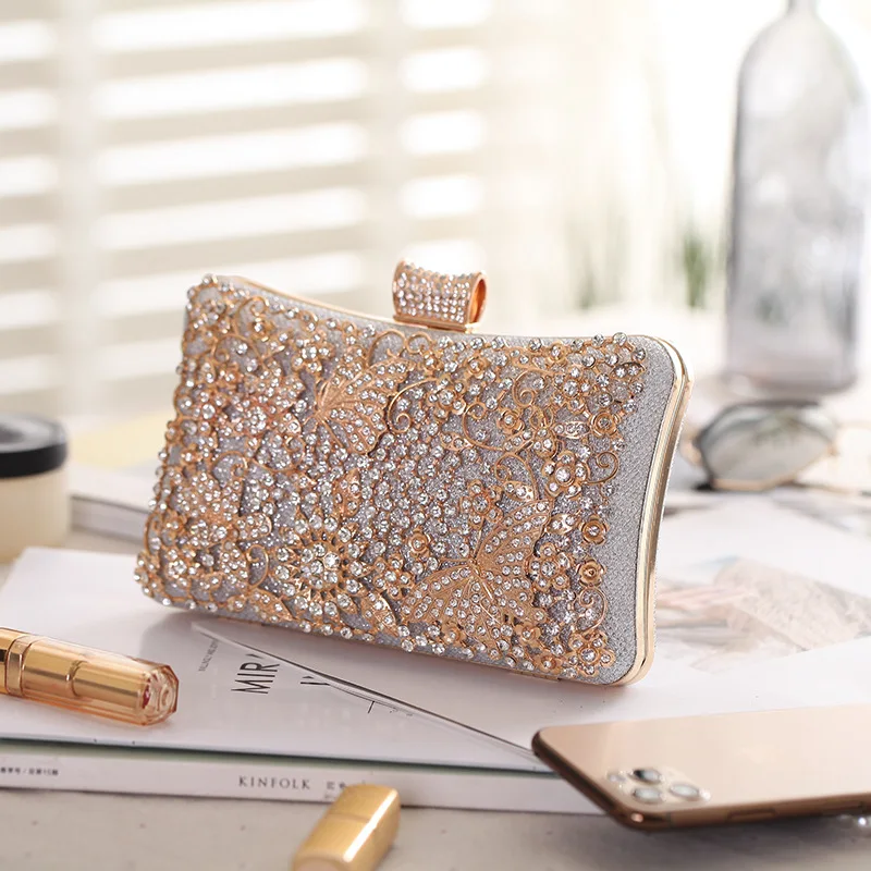 

New Women Diamond Flowers Clutch Bags Fashion Banquet Party Shoulder Bags Luxury Evening Bags Mini Wallets Drop Shipping